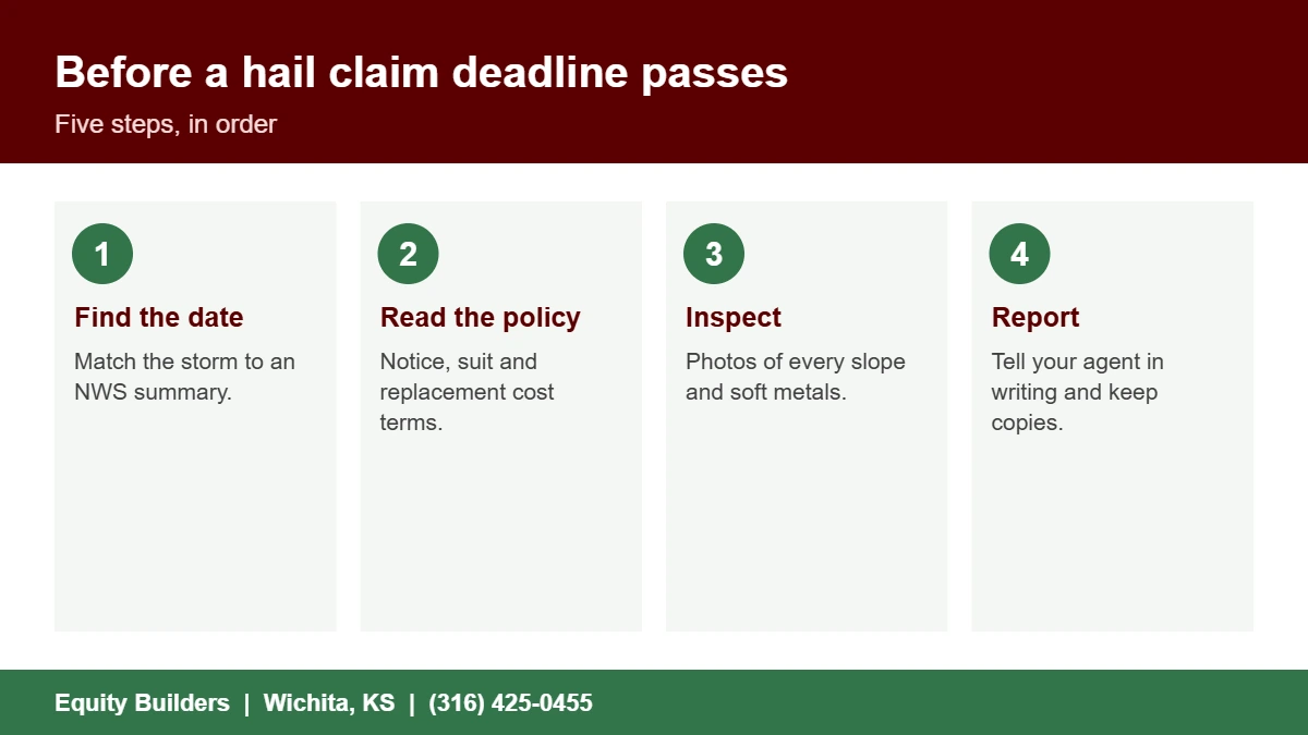 Steps to take before a hail damage claim deadline in Kansas