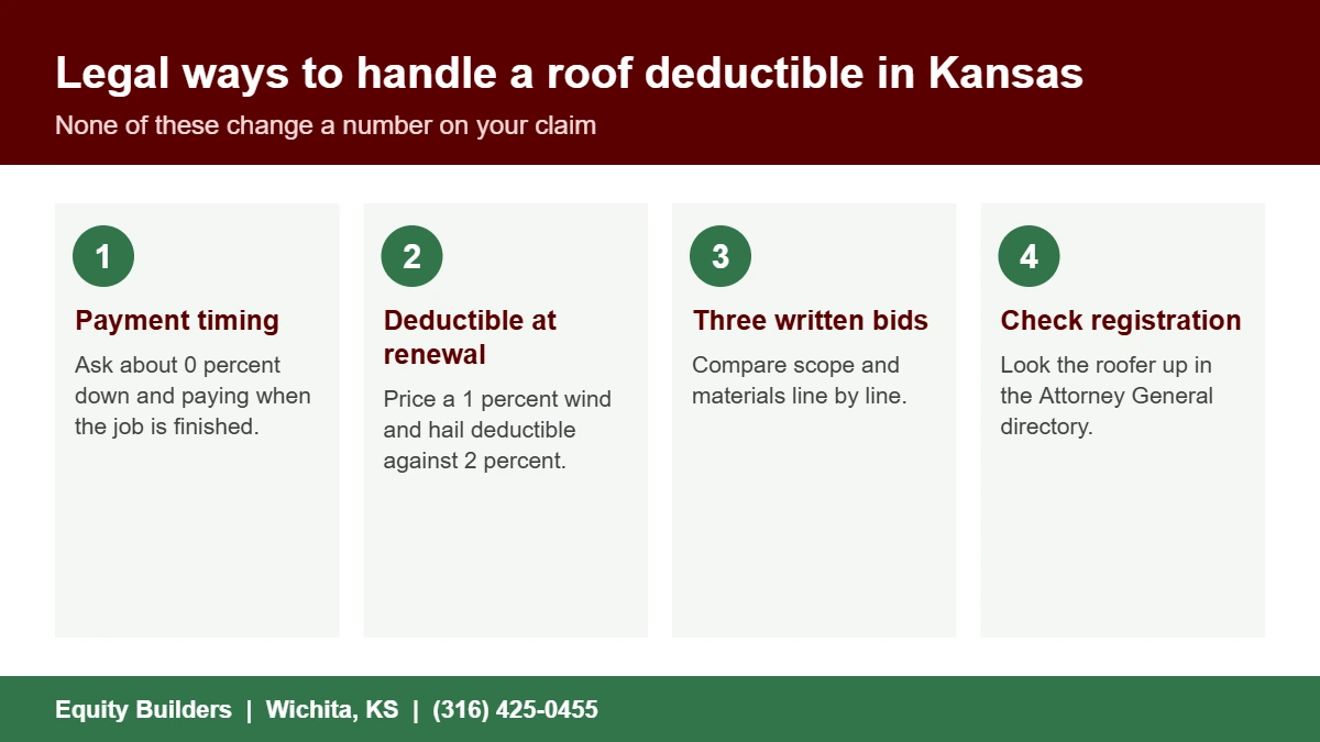 Four legal ways to handle a roof insurance deductible in Kansas
