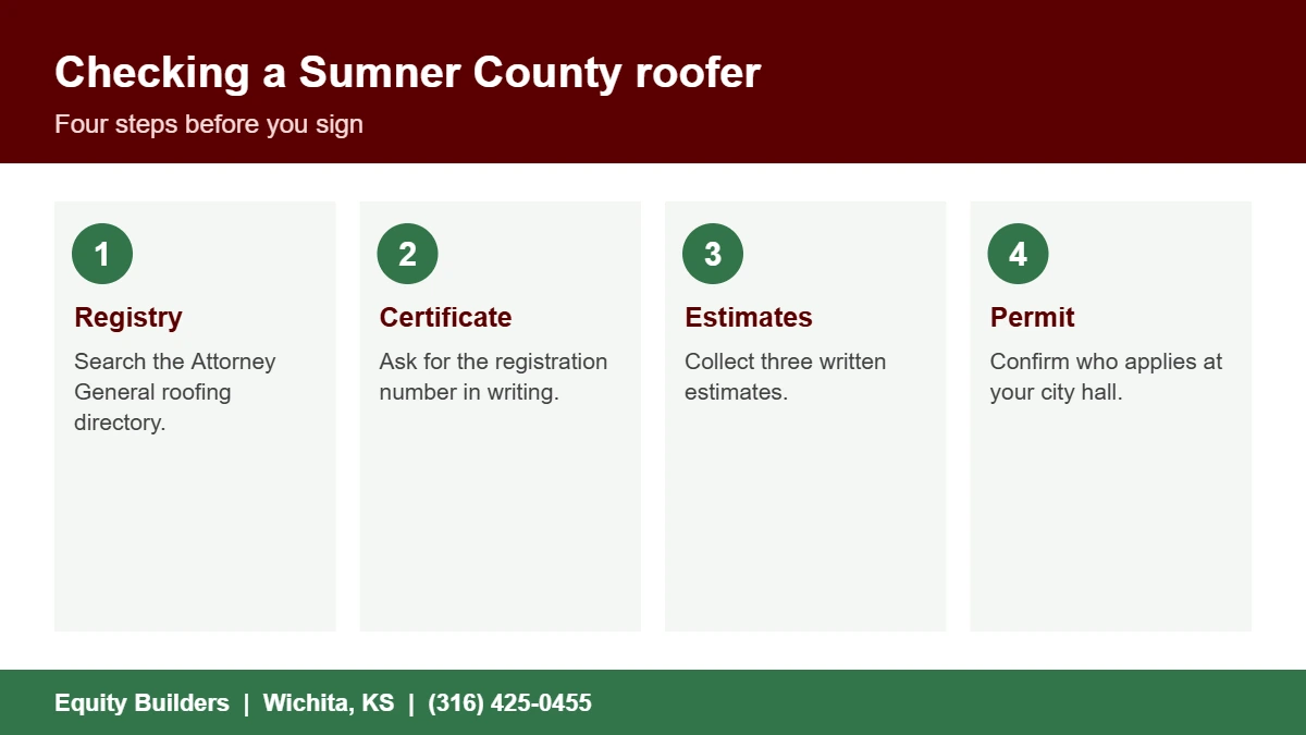 Steps to check a Sumner County KS roofing contractor